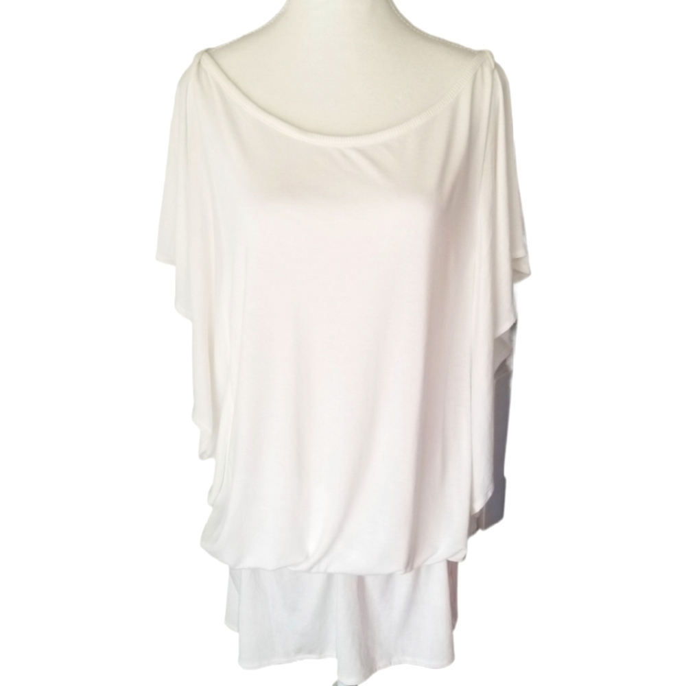 NWOT Old Navy Women's Retro Lightweight Flutter Sleeve Summer Shirt- Ivory XXL